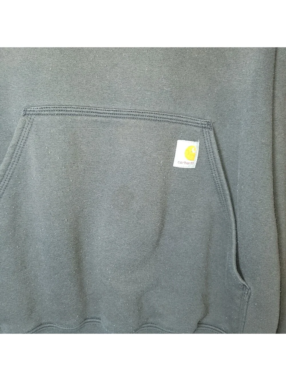Carhartt Men's Black Pullover Hoodie Sweatshirt Original Fit Large L Logo Sleeve
